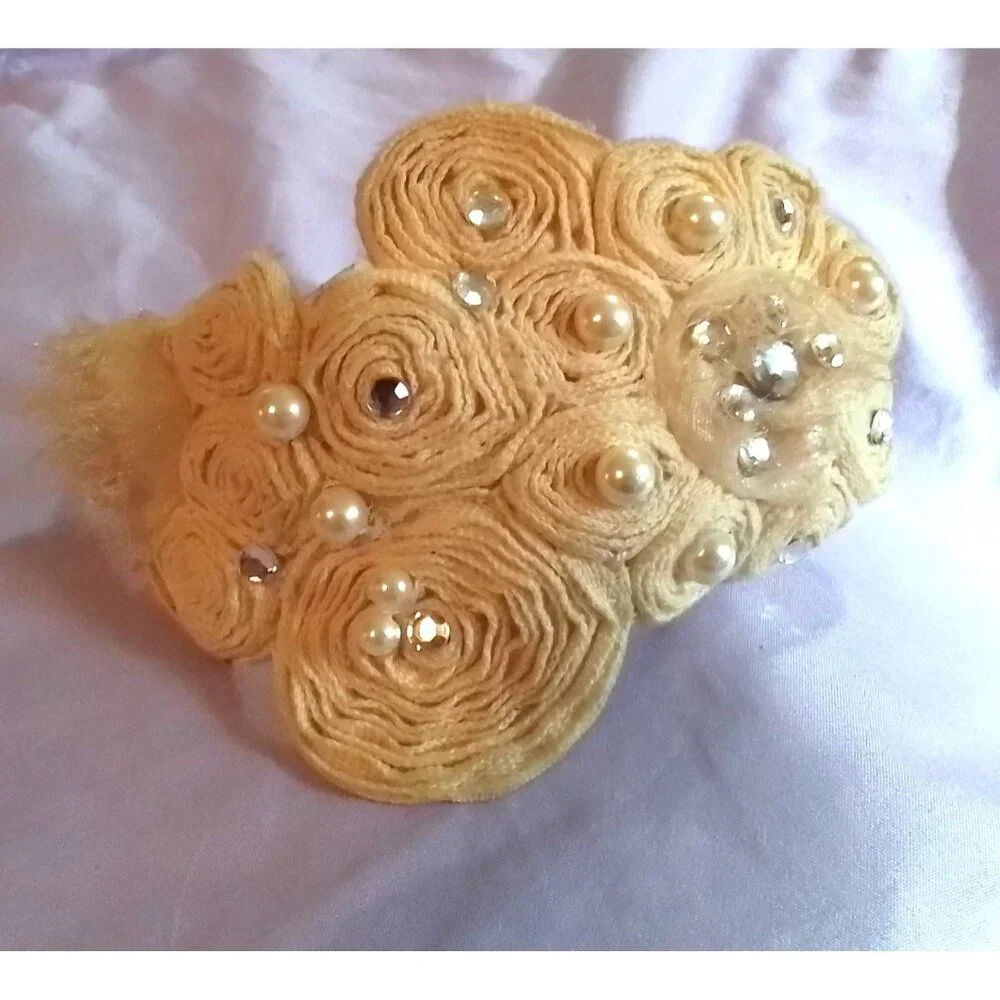 Vintage Headband With Faux Pearls & Rhinestones